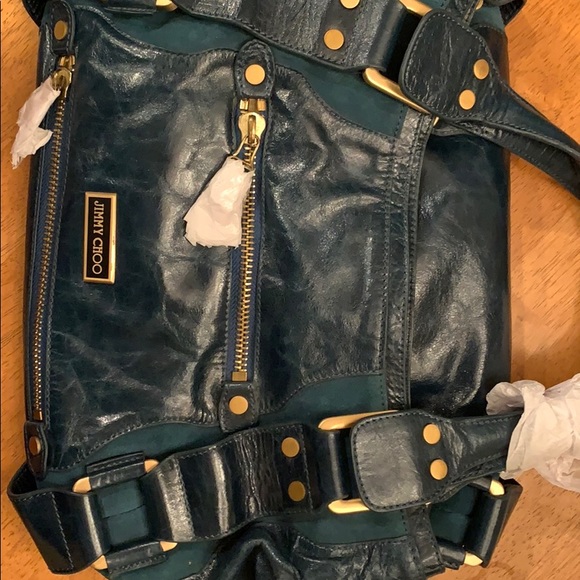 Jimmy Choo Black Leather Rhea Medium Tote Bag | Yoogi NEW Genuine Jimmy Choo Leather Satchel